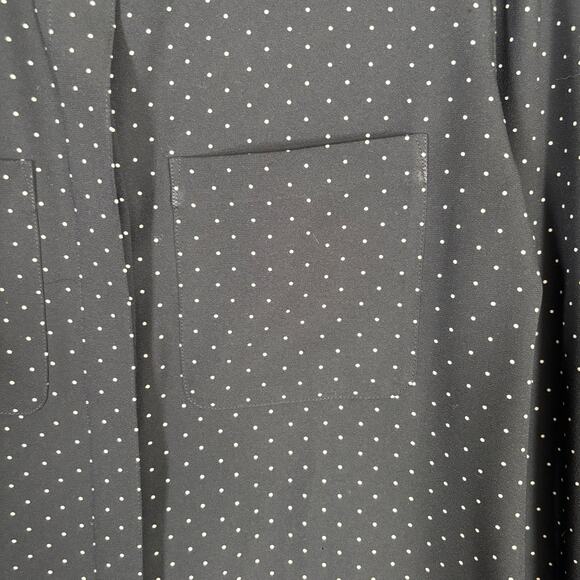 Liz Claiborne Blouse Women 4 Small Black White Polka Dot Button Puff Career Twee - Picture 5 of 12